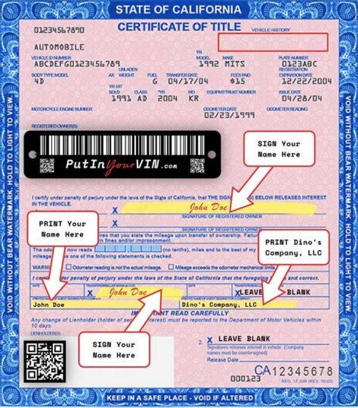 Can I sell my car without a pink slip in California?