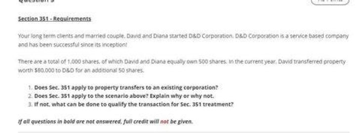 Does Sec 351 apply to property transfers to an existing corporation?