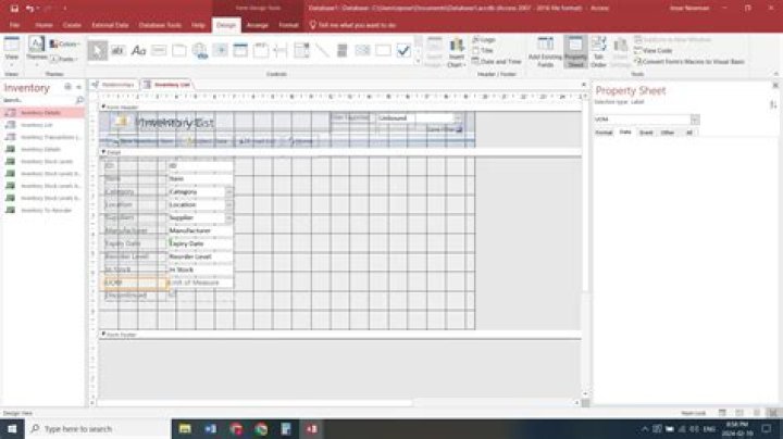 How do I access the Layout view in Access?