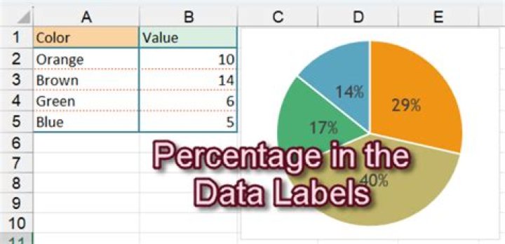 How do I change the data labels to display only the Percentage in Excel?