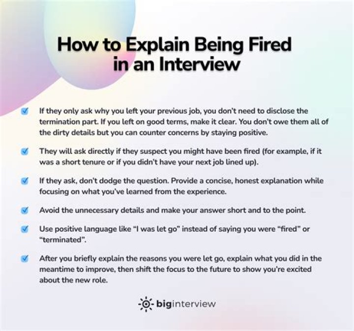 How do I say I was fired in an interview?