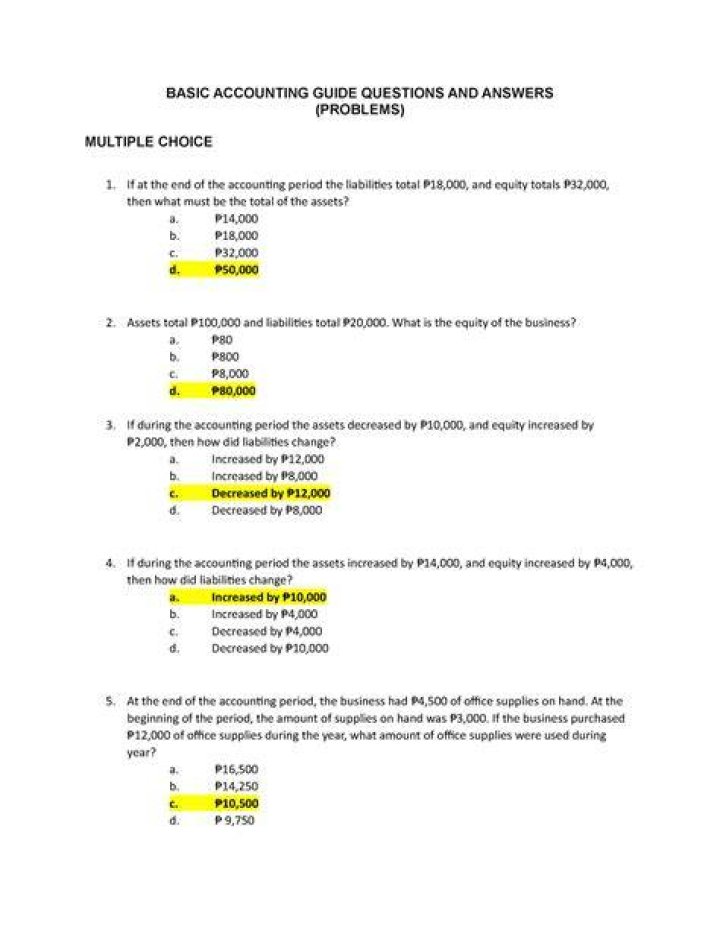 How do you answer multiple choice accounting questions?