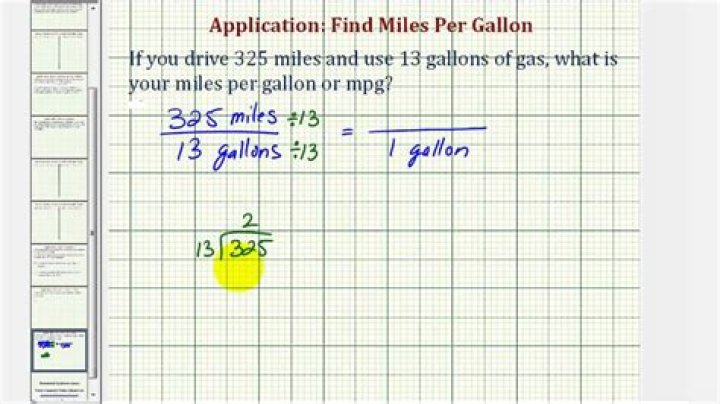 How do you calculate miles per gallon in math?