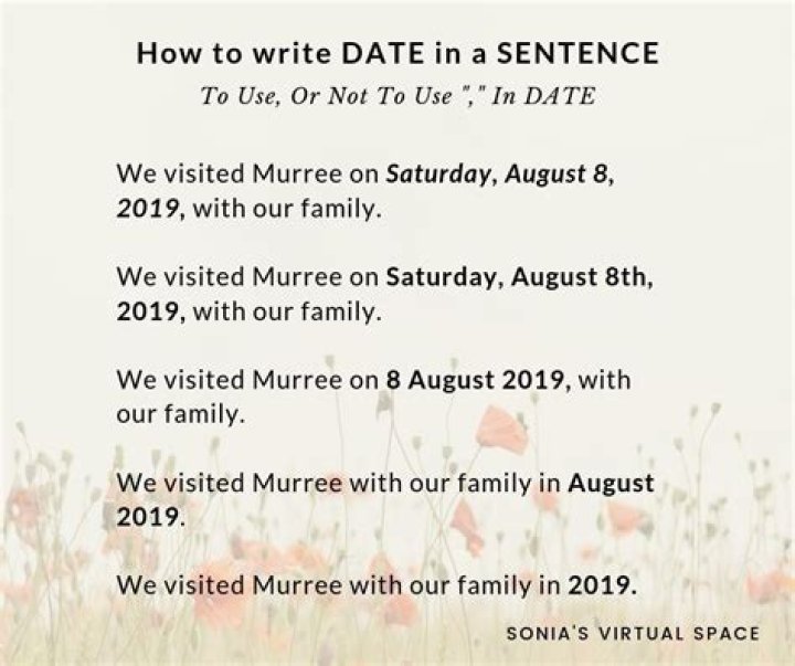 How is a date written in a sentence?