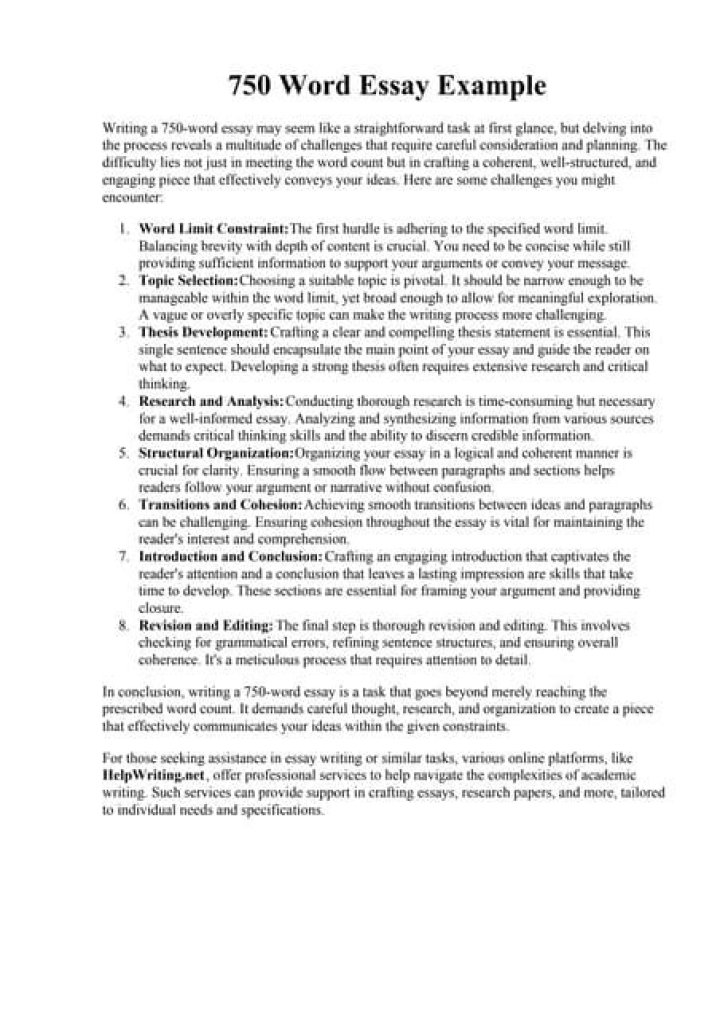 How long should it take to write a 750 word essay?
