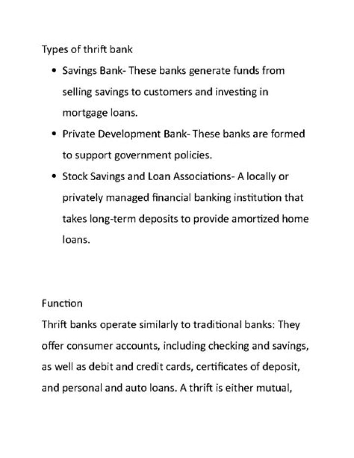 How thrift bank contributes to the economy?