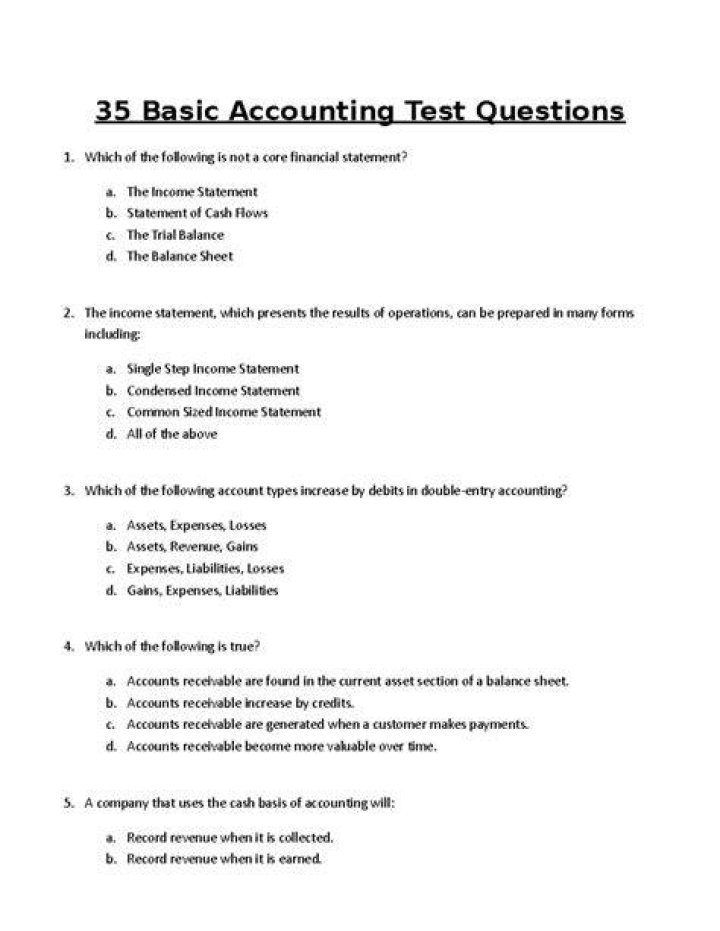How to check answers on basic accounting test?