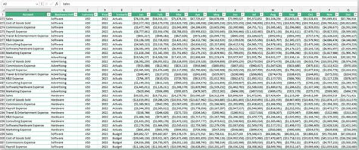 What are example of spreadsheets?