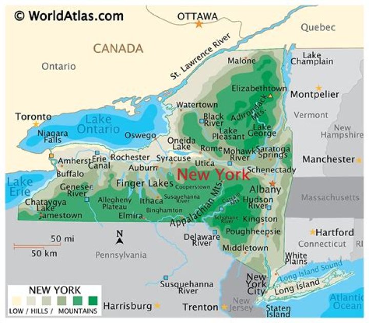 What are some famous landforms in New York City?