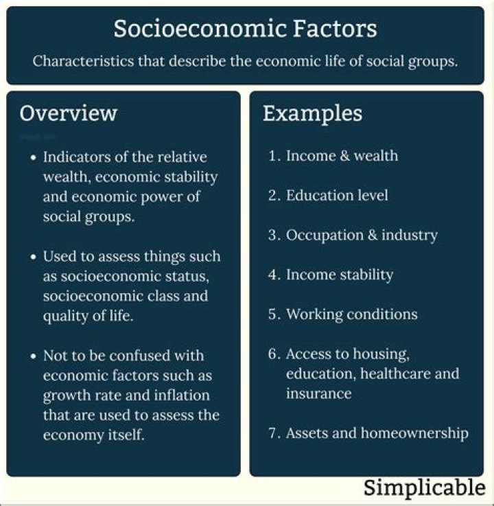 What are the 3 socio-economic factors?