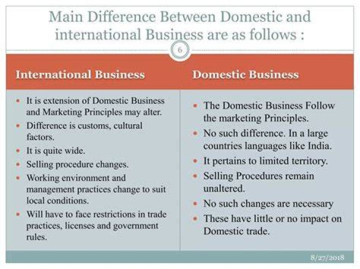 What are the difference between domestic and international trade?