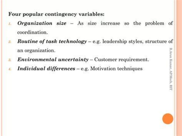 What are the four popular contingency variables?