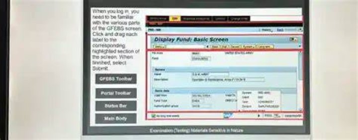 What are the various parts of the GFEBS screen?