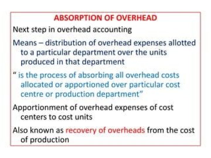What do you mean by apportionment and absorption of overheads?