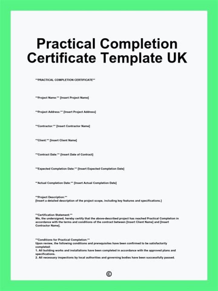 What happens when a certificate of practical completion is issued?