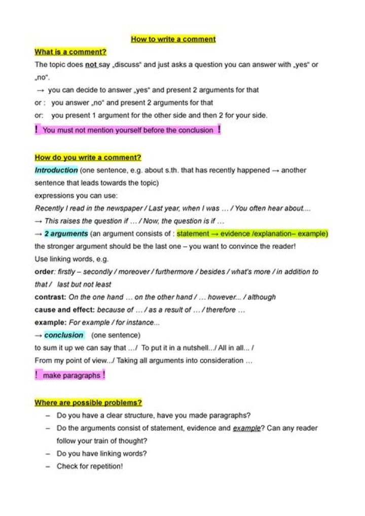 What is a comment question?