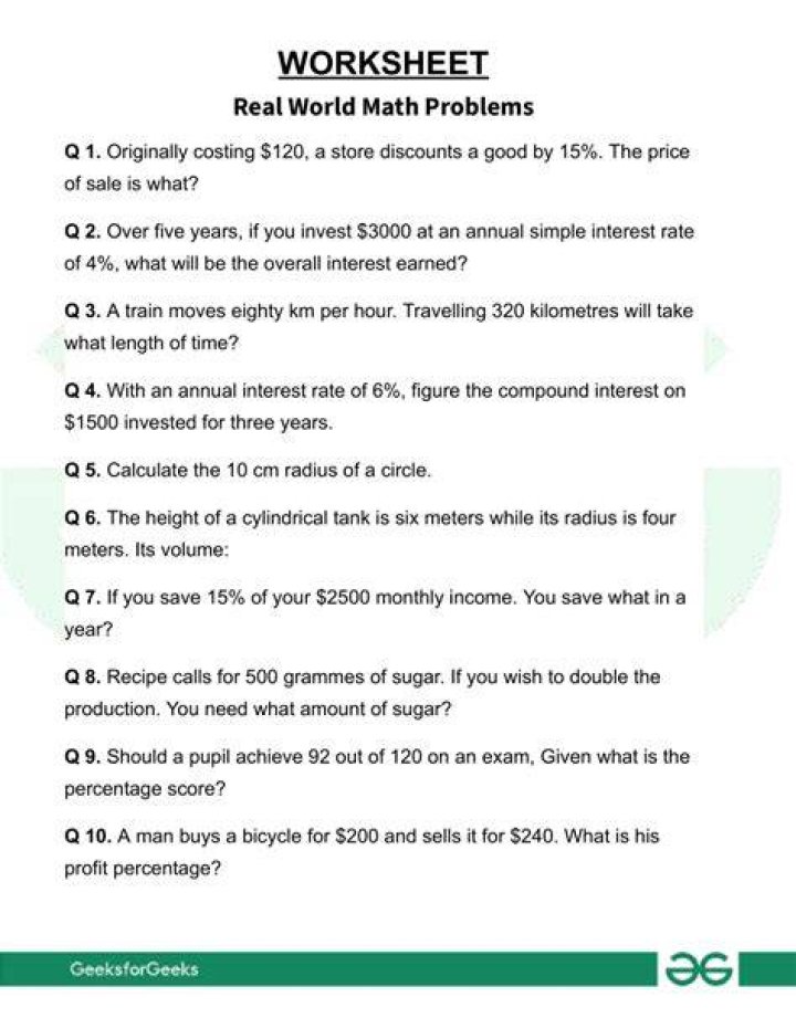 What is a real word problem in math?