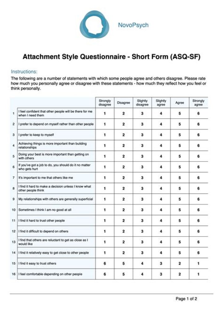What is the attachment questionnaire?