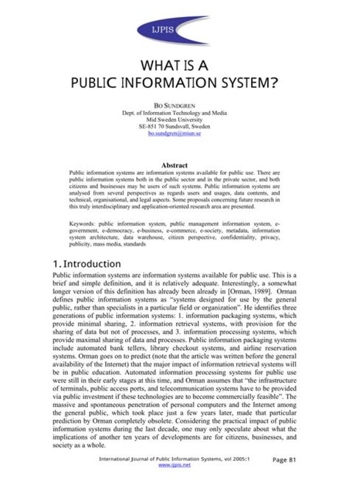 What is the public information system?