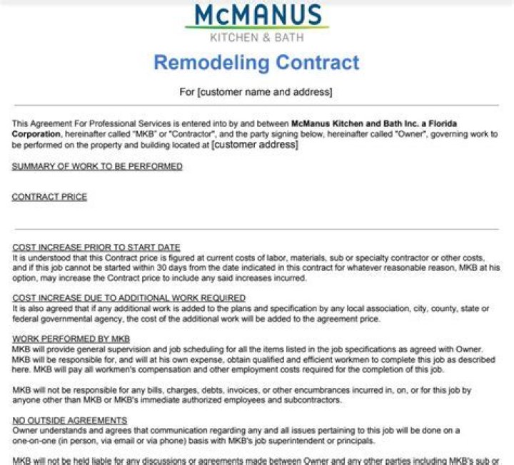 What should a renovation contract include?