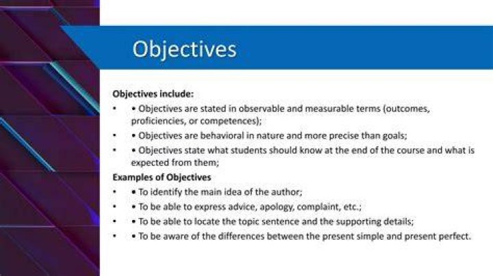 What should objectives?