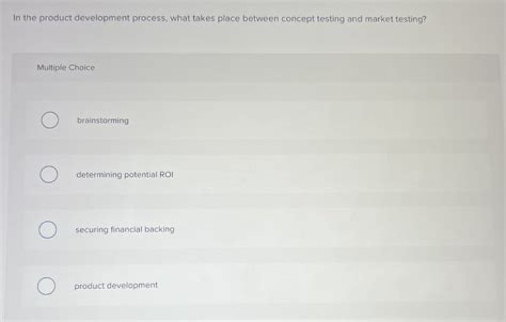 What takes place between concept testing and market testing?