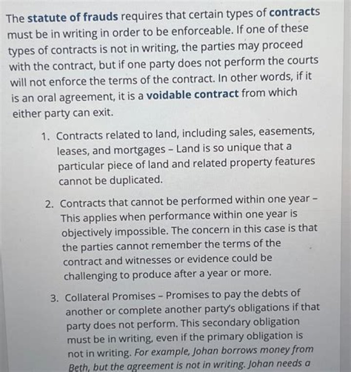 What three contracts must be in writing?