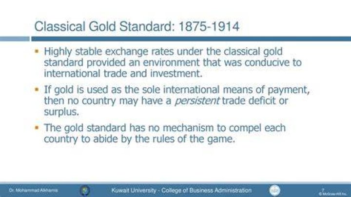 What was the period of classical gold standard?