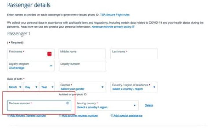 Where can I find my TSA redress number?