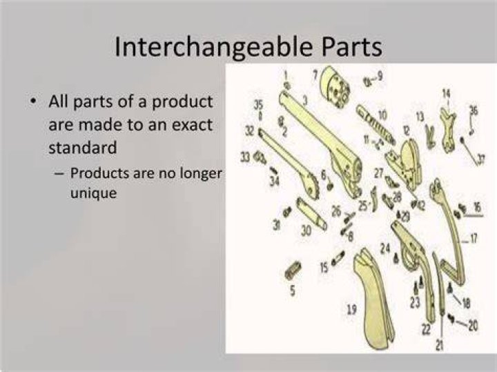 Who introduced standard interchangeable parts?