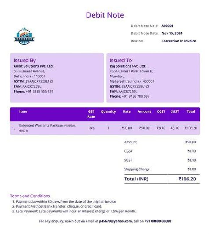 Why do we issue debit note?