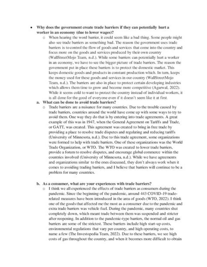 Why does the government create trade barriers?